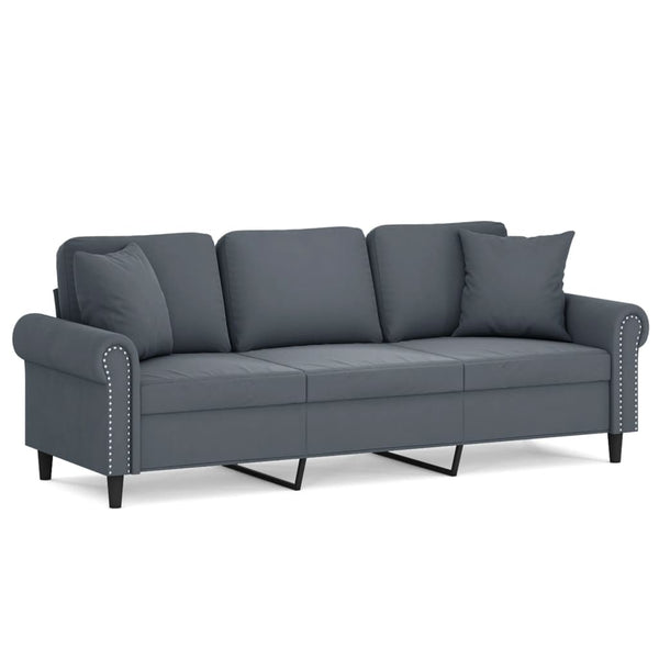 Dunkelgraues Samt Sofa, 3-Sitzer, 180cm