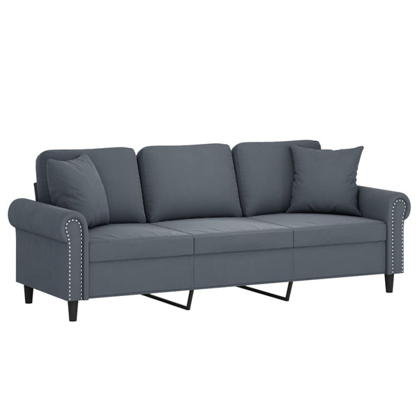 Dunkelgraues Samt Sofa, 3-Sitzer, 180cm