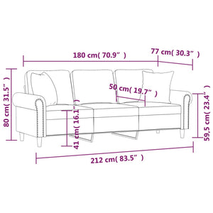Dunkelgraues Samt Sofa, 3-Sitzer, 180cm