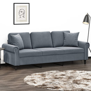 Dunkelgraues Samt Sofa, 3-Sitzer, 180cm