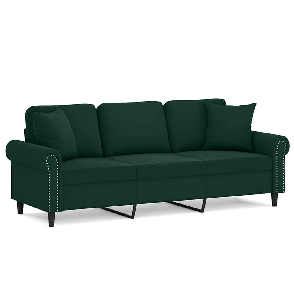 Dunkelgrünes 3-Sitzer Samt Sofa 180cm
