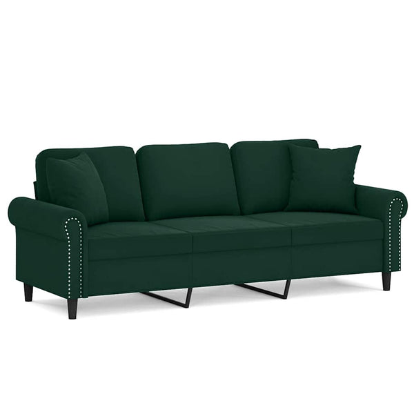 Dunkelgrünes 3-Sitzer Samt Sofa 180cm