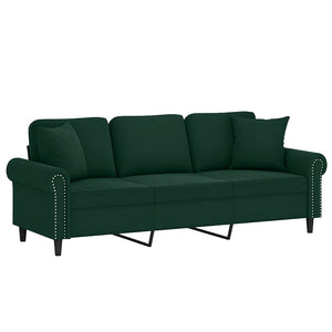 Dunkelgrünes 3-Sitzer Samt Sofa 180cm