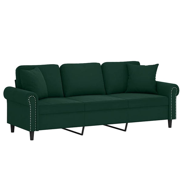 Dunkelgrünes 3-Sitzer Samt Sofa 180cm