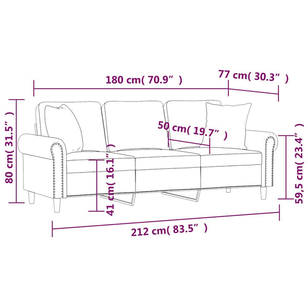 Dunkelgrünes 3-Sitzer Samt Sofa 180cm