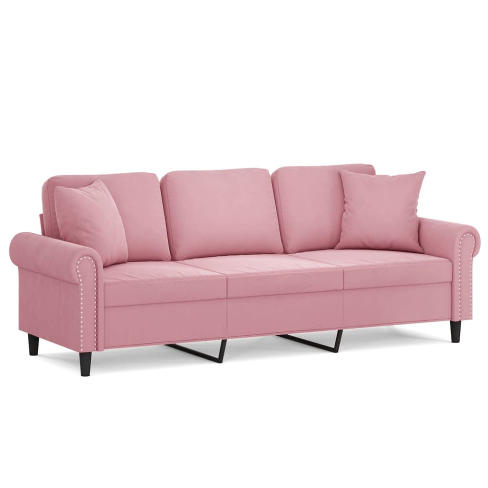Rosa Samt 3-Sitzer Sofa 180 cm