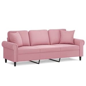 Rosa Samt 3-Sitzer Sofa 180 cm