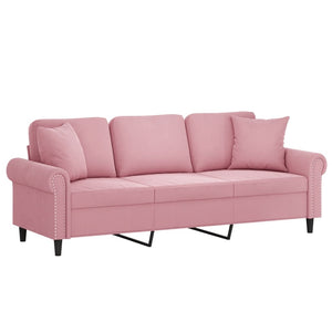 Rosa Samt 3-Sitzer Sofa 180 cm