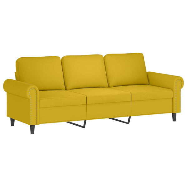 vidaXL Canapé 3 places avec oreillers décoratifs Jaune 180 cm Velours