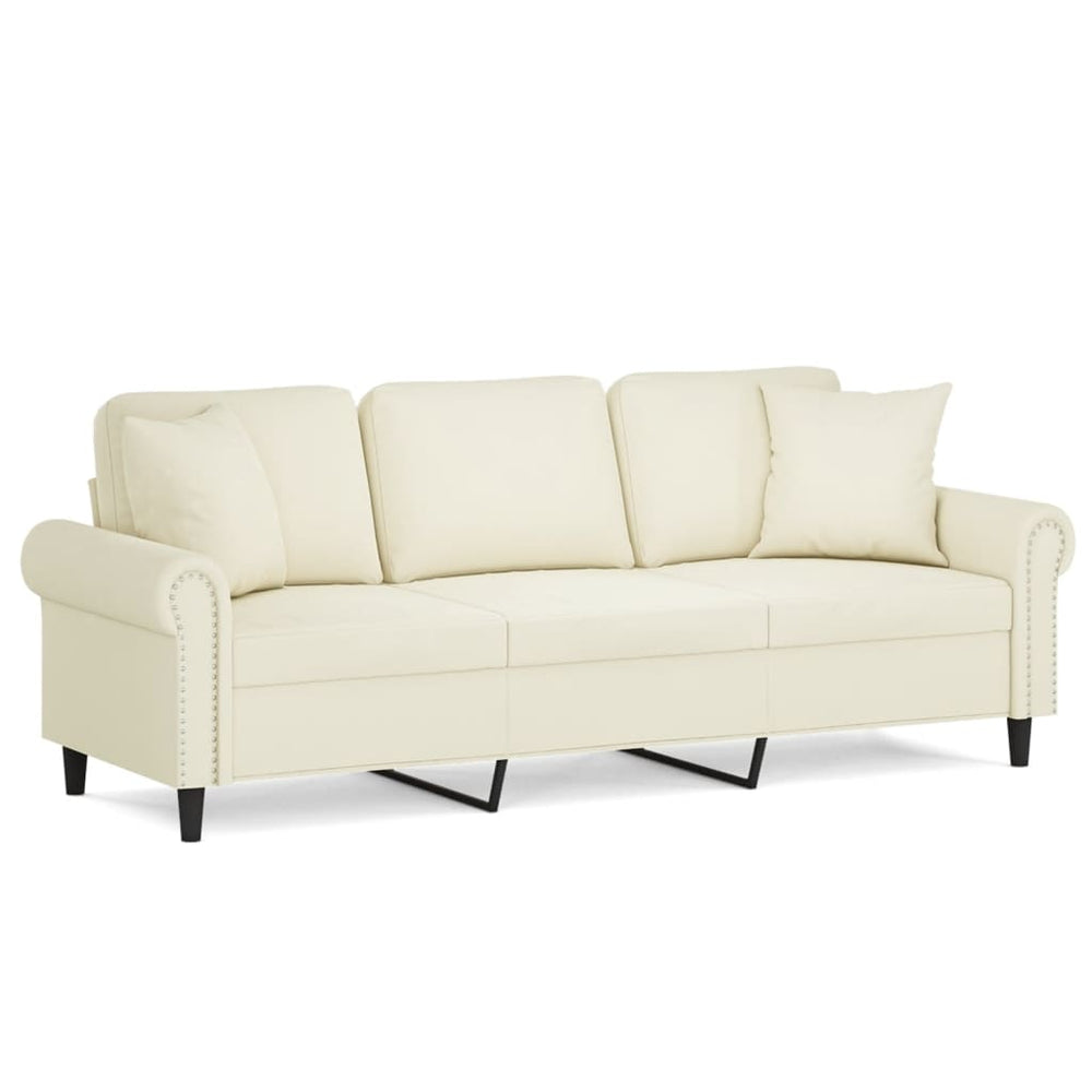 3-Sitzer Sofa Creme Samt 180 cm
