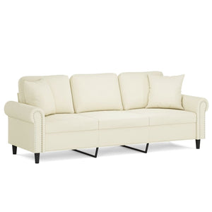 3-Sitzer Sofa Creme Samt 180 cm