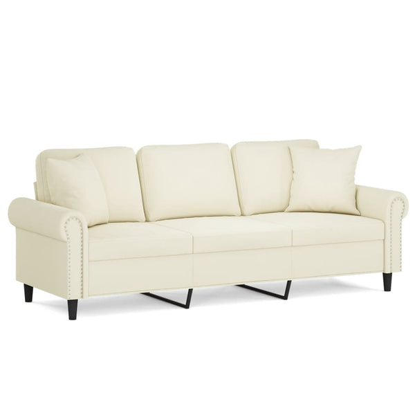 3-Sitzer Sofa Creme Samt 180 cm