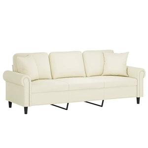 3-Sitzer Sofa Creme Samt 180 cm