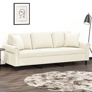 3-Sitzer Sofa Creme Samt 180 cm