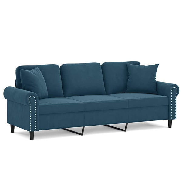 Blaues 3-Sitzer Samt Sofa 180cm
