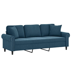 Blaues 3-Sitzer Samt Sofa 180cm