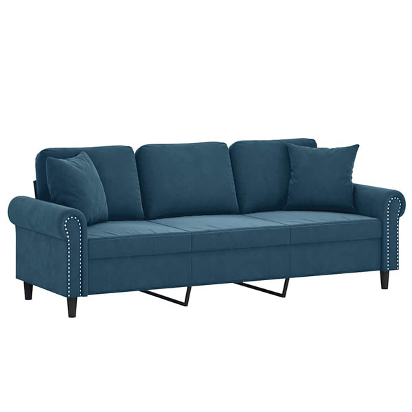 Blaues 3-Sitzer Samt Sofa 180cm
