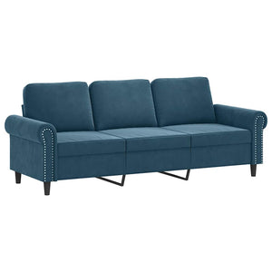 Blaues 3-Sitzer Samt Sofa 180cm