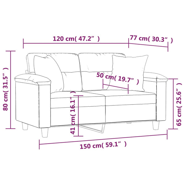 2-Sitzer Sofa Taupe Mikrofaser 120 cm