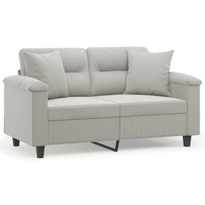 2-Sitzer Sofa Hellgrau mit Kissen