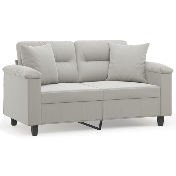 2-Sitzer Sofa Hellgrau mit Kissen