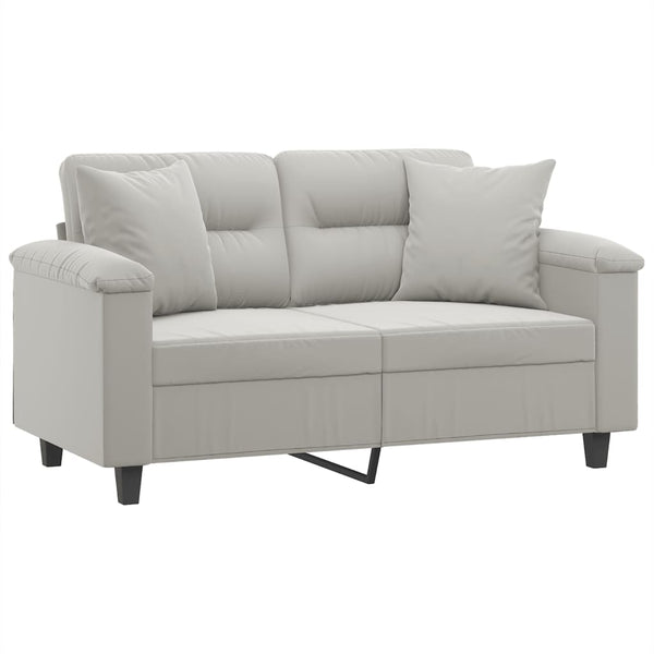 2-Sitzer Sofa Hellgrau mit Kissen