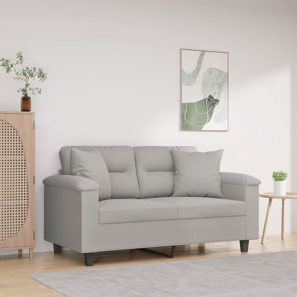 2-Sitzer Sofa Hellgrau mit Kissen