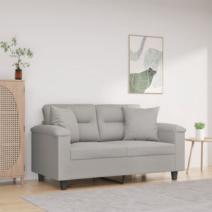 2-Sitzer Sofa Hellgrau mit Kissen
