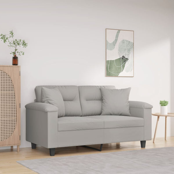 2-Sitzer Sofa Hellgrau mit Kissen