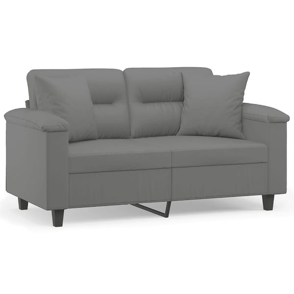 2-Sitzer Sofa Dunkelgrau mit Kissen