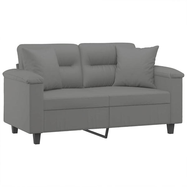 2-Sitzer Sofa Dunkelgrau mit Kissen