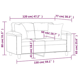 2-Sitzer Sofa Dunkelgrau mit Kissen
