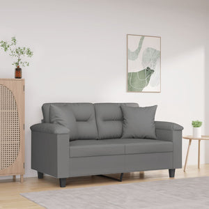 2-Sitzer Sofa Dunkelgrau mit Kissen