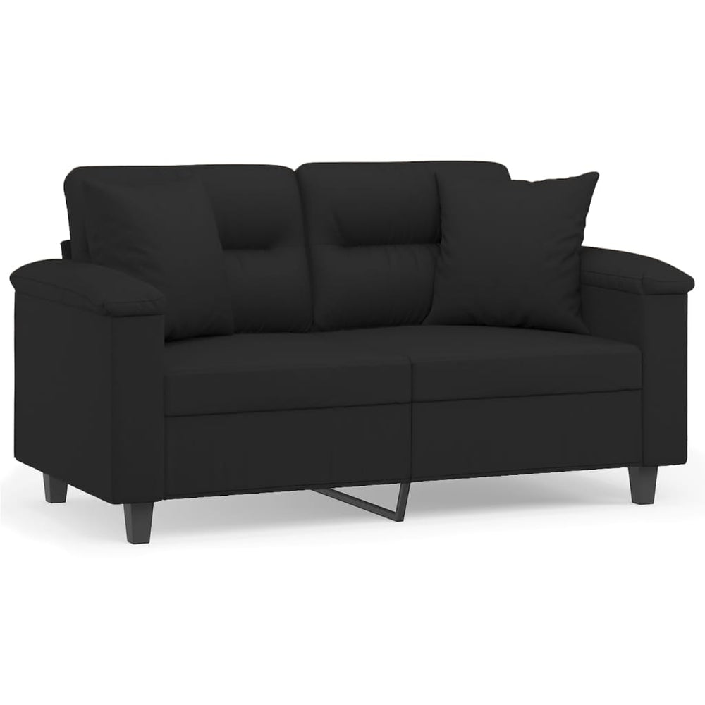 Schwarzes 2-Sitzer Sofa mit Kissen