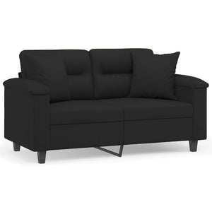Schwarzes 2-Sitzer Sofa mit Kissen