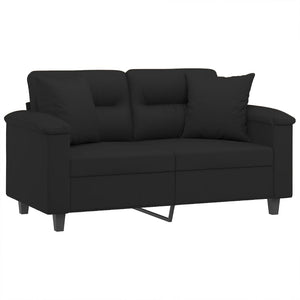 Schwarzes 2-Sitzer Sofa mit Kissen
