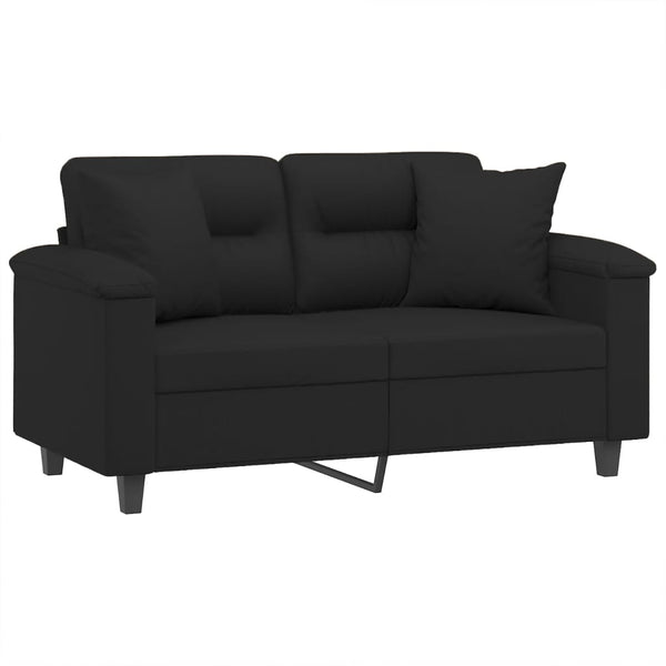 Schwarzes 2-Sitzer Sofa mit Kissen