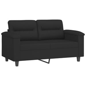 Schwarzes 2-Sitzer Sofa mit Kissen