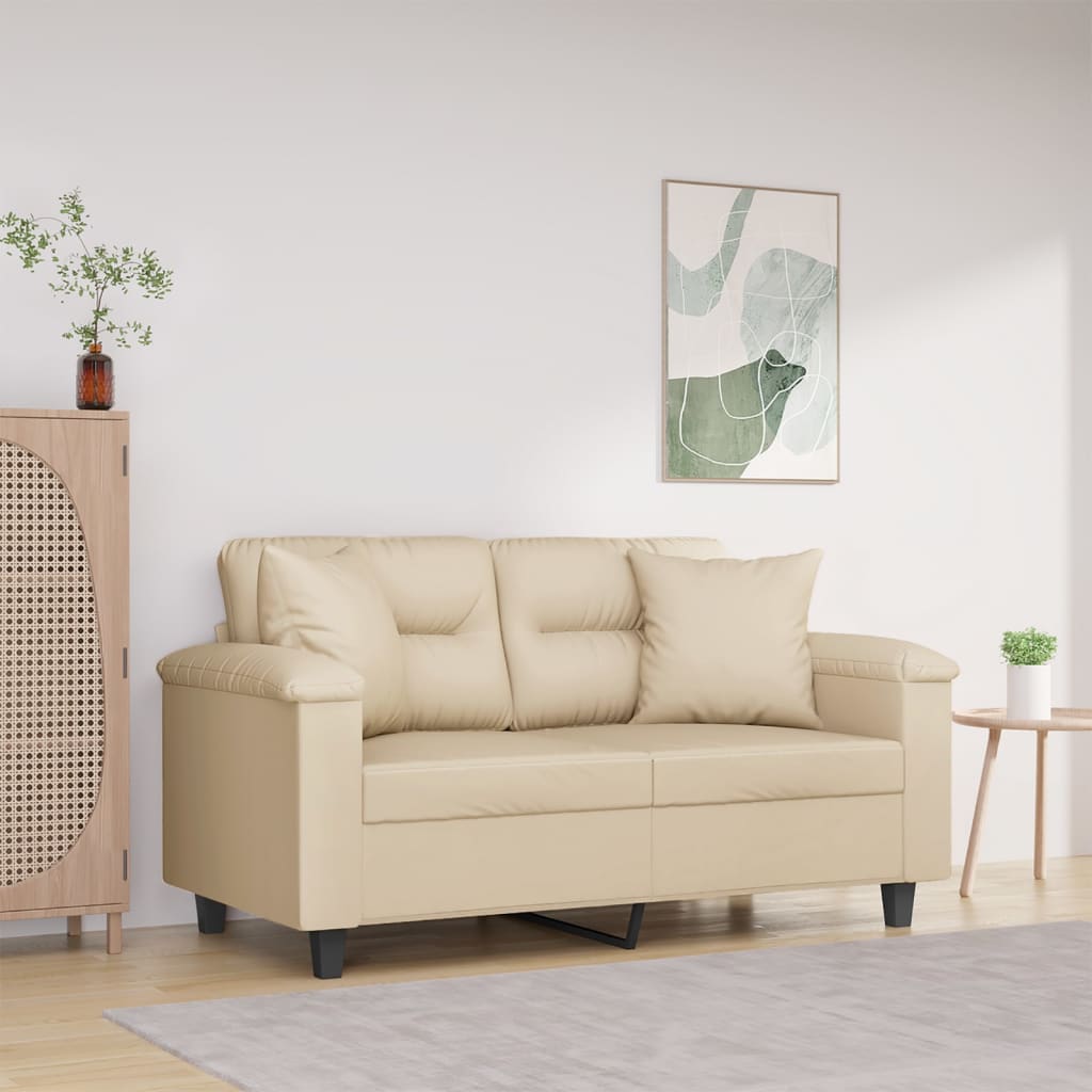 2-Sitzer Sofa Creme Mikrofasergewebe