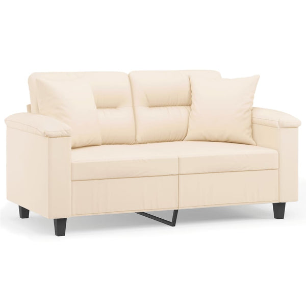 Beige 2-Sitzer Sofa mit Kissen, 120 cm