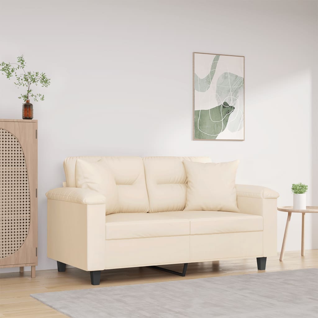 Beige 2-Sitzer Sofa mit Kissen, 120 cm