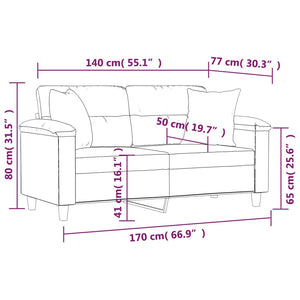 2-Sitzer Sofa Taupe Mikrofaser 140cm