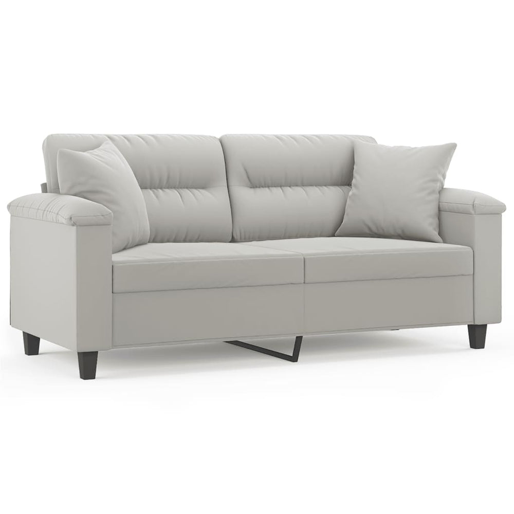 2-Sitzer Sofa Hellgrau mit Kissen