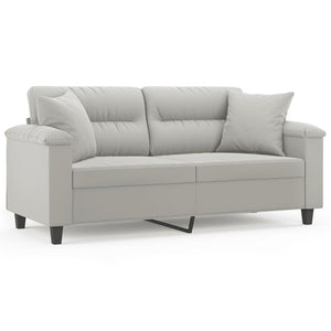 2-Sitzer Sofa Hellgrau mit Kissen