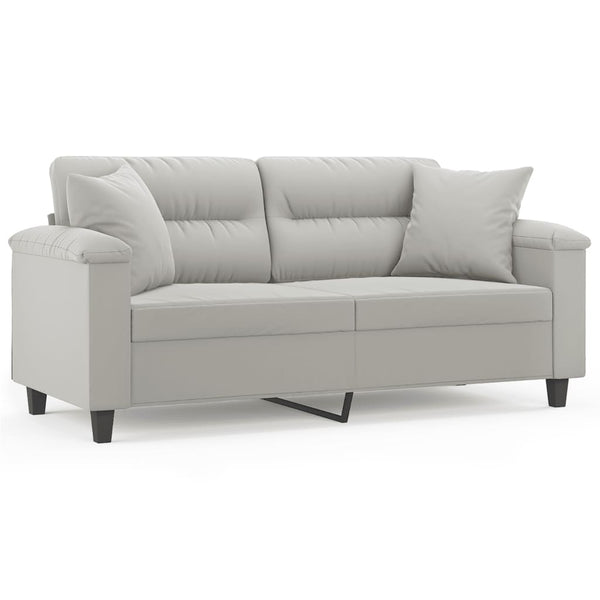 2-Sitzer Sofa Hellgrau mit Kissen