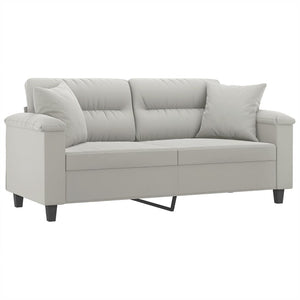 2-Sitzer Sofa Hellgrau mit Kissen