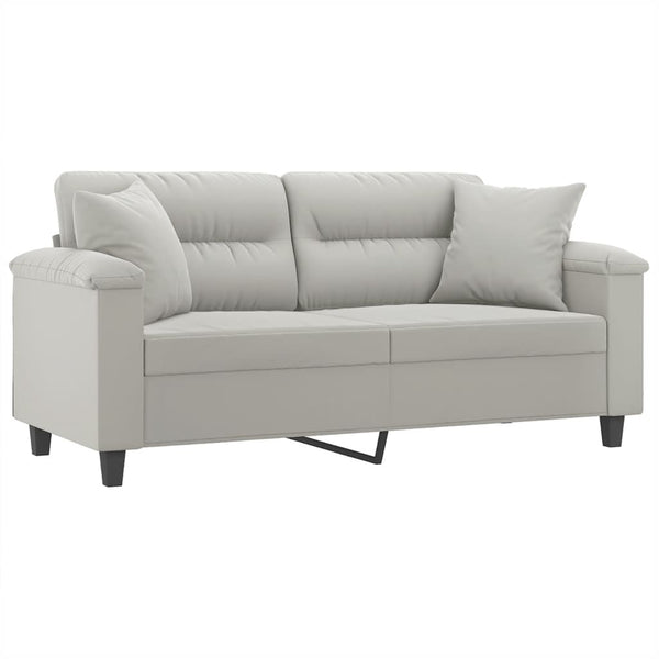 2-Sitzer Sofa Hellgrau mit Kissen