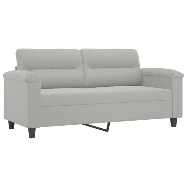 2-Sitzer Sofa Hellgrau mit Kissen