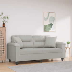 2-Sitzer Sofa Hellgrau mit Kissen