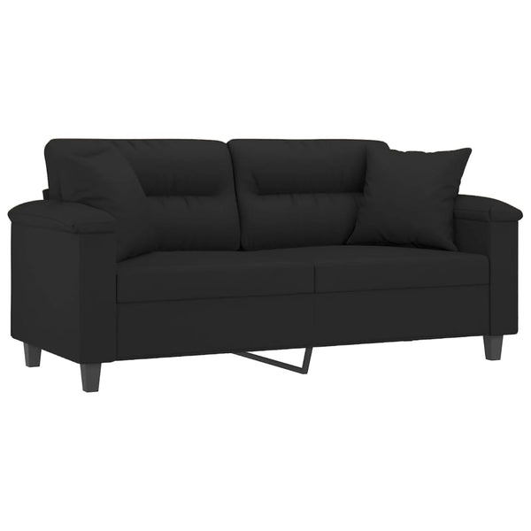 Schwarzes 2-Sitzer Sofa mit Kissen